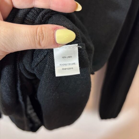 Garnet Hill Black Long Sleeve Linen Sweater XL Lightweight - Picture 7 of 9